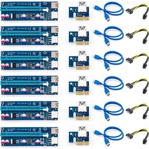 6pcs VER009S USB 3.0 PCI-E prcie Riser VER 009S Express 1X 4x 8x 16x Extender Riser Adapter Card SATA graphics card riser
