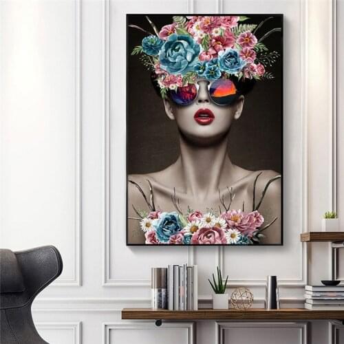 Flowers Woman Abstract Canvas Painting Fashion Nude Wall Art Print Poster Nordic Decorative Pictures For Living Room Home Decor