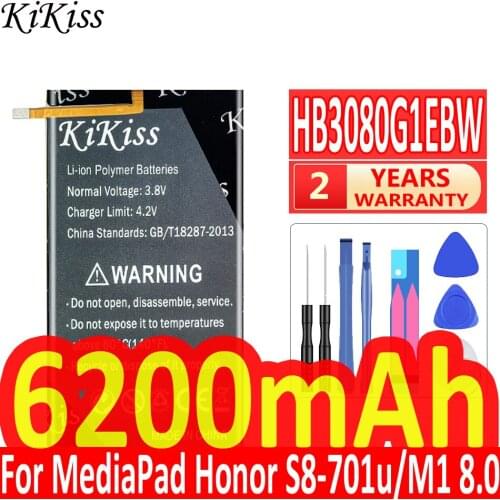 6200mAh kikiss HB3080G1EBW Battery for Huawei MediaPad M2 M1 8.0" M2-801L M2-801W M2-802L M2-803L S8 701u Honor S8-701W