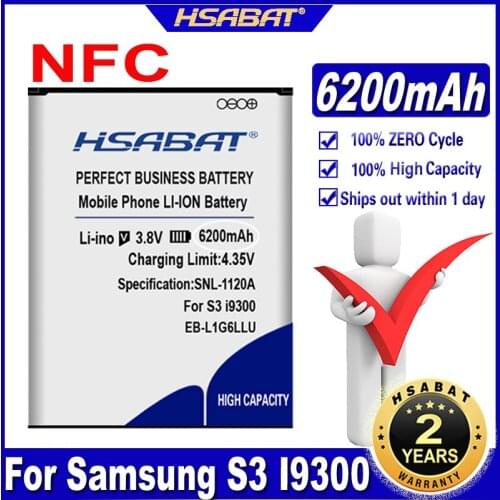 HSABAT EB-L1G6LLU 6200mah Battery For Samsung Galaxy S3 SIII i9300 NFC i9300i i9308 i9305 i9082 i9080 i9128E i9060 i9301 i9182