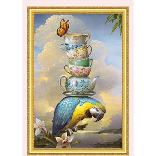 Diamond Embroidery Diy Diamond Paintingross Stitch Kits Diamond Mosaic Parrot and teapot Full Square Diamond Embroidery AS001