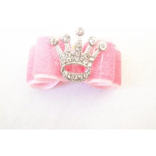 30PC/Lot Bling Diamond Crown Dog Hair Bows Princess Cat Dog Grooming Bows Rubber Bands Pet Dog Accessories