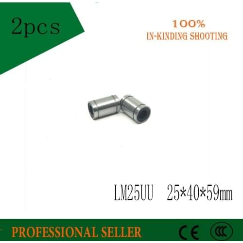 Free shipping 2pcst LM25UU 25mm Linear Ball Bearing Linear Bearing Bush Bushing 25x40x59mm For 3D Printer CNC Parts