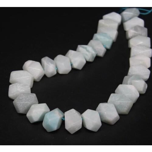 15.5"/strand Top Drilled Faceted Nuggets Amazonite Loose Beads,Natural Blue Gems Stone Cut Nugget Pendant Beads Jewelry Making