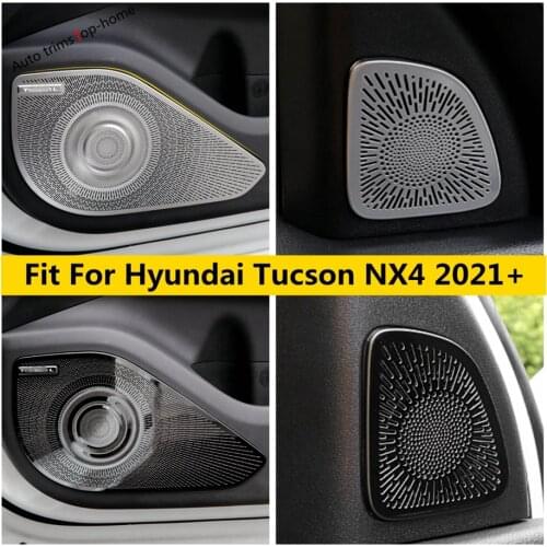 Car Door Speaker Audio Loudspeaker Decor Frame Cover Trim Stainless Steel Accessories Interior For Hyundai Tucson NX4 2021 2022