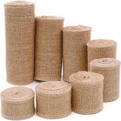 Wide 2.5cm/3cm/4cm/5cm/6cm/8cm/10cm/15cm/30cm 10meter long Hessian Burlap Ribbon Garland Material Roll Wedding Rustic Decor