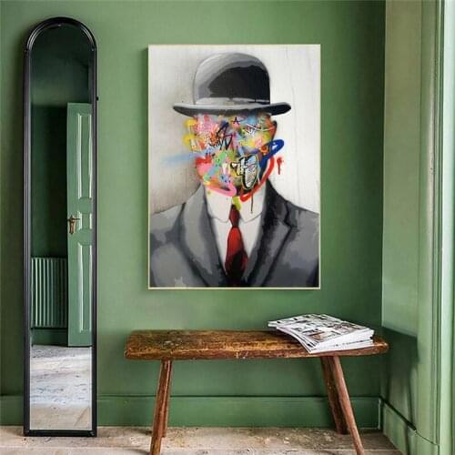 Graffiti Gentleman Face Canvas Art Posters Abstract Street Wall Art Posters on Art Prints Cuadros Picture for Living Room Decor