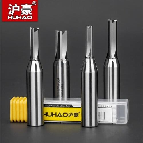 HUHAO CNC Woodwroking Tool TCT Trimming Straight End Mill Cutters Tungsten Steel Router Bit For MDF Plywood Chipboard Slot Drill