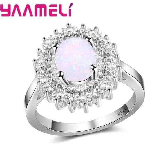 Big Round Luxury Oval Opal Stone Rings For Women 100% 925 Sterling Silver Magic Color Jewelry Kunckle Ring Free Shipping