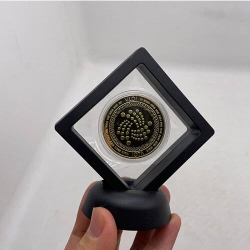 Gold IOTA Coin Cryptocurrency Collectible Coin Silver Coin The Tangle-TRYNSACTION-ATTACH Crypto Coin With Showing Stand