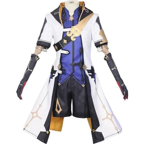Game Genshin Impact Albedo Cosplay Costume Wigs Anime Uniforms Halloween Carnival Outfits Custom Made Men Costumes