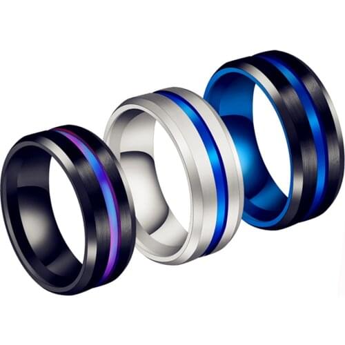 Fashionable Titanium Steel Rings For Men Women 8MM Titanium Steel Recessed Stainless Steel Ring No allergy No fading