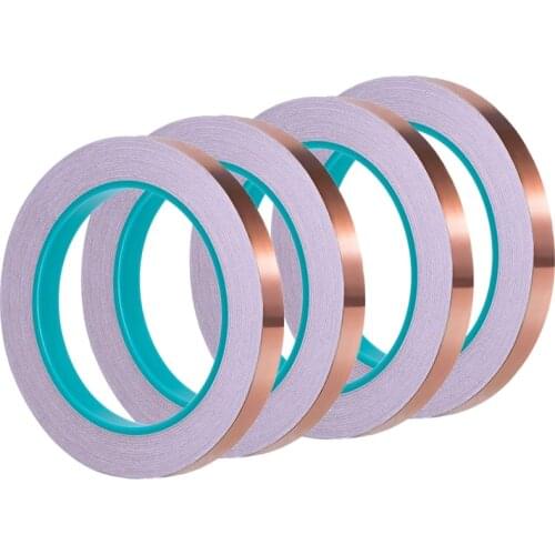 NEW-Copper Foil Tape with Double-Sided Conductive - EMI Shielding,Stained Glass,Soldering,Electrical Repairs,0.25 Inch,4Pcs