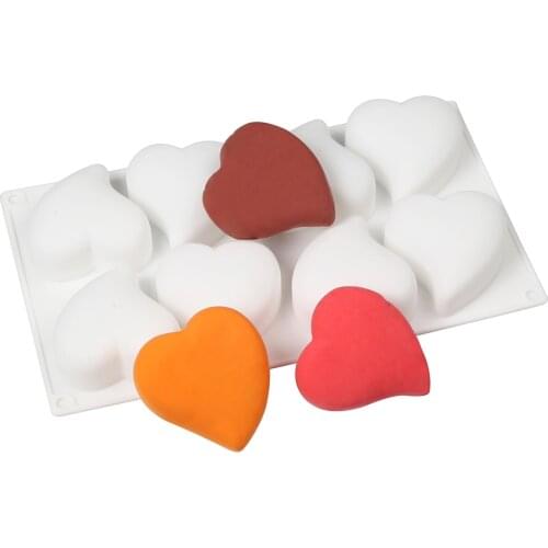 2021 New 8-Cavitys Love Shape Mould Silicone Cake Mold Valentines Day Decoration Tool 3D Heart Mousse Pastry Baking Homemade