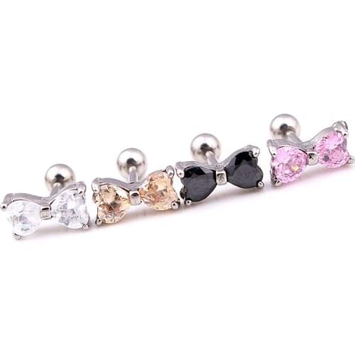 New high quality 8mm cubic zircon clear/black crystal stainless steel stud earrings ear plug earrings body piercing jewelry