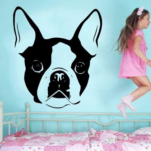Movable cute Boston Terrier dog avatar vinyl wall art decals wall stickers living room bedroom home decorative murals F-142