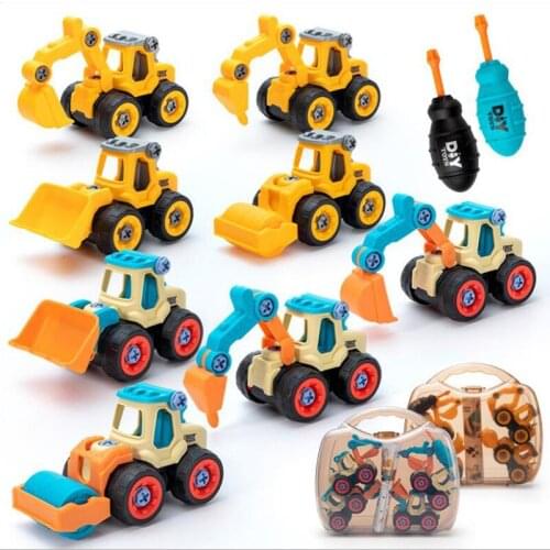 DIY Disassembly Engineering Car dinasaur Building Block Educational Children Puzzle Toys For Kids Nut Assembly Vehicle Excavator