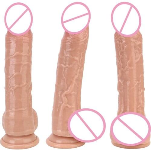 Skin feeling Realistic Dildo With Suction Cup Double-layer Strapon Female Masturbation Huge Soft Big Penis Sex Toys for Woman