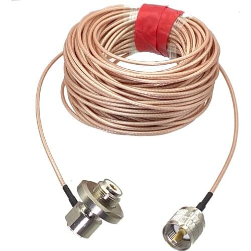 RG316 UHF PL259 Male Plug to UHF SO239 Female Jack Bulkhead Right angle RF Jumper pigtail Cable 10M~20M