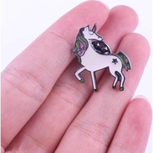 DIY Cartoon Unicorn Badges On Clothes Cute Animal Brooch Lapel Pins On Backpack Bag Jeanm Jackets Badge Accessories Jewelry