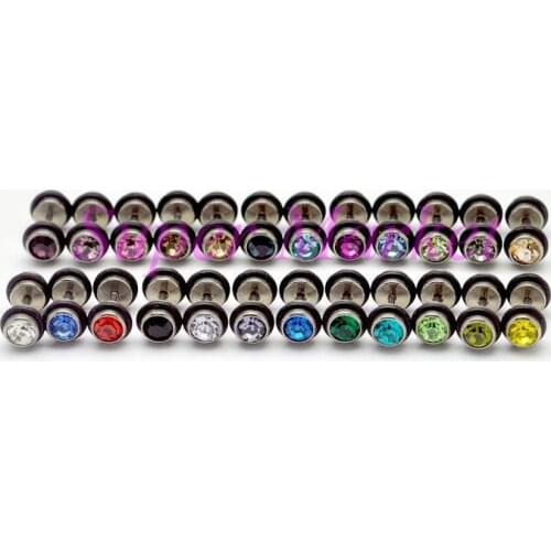 Barbell Earring Stud Double Gem Material 316L Stainless Steel 6mm ball 16G Bar Ear piercing Jewelry Fashion 50pcs/lot