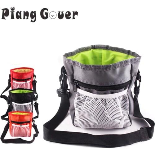Mesh Pet Pouch Dog Training Treat Bags Portable Detachable Pet Feed Pocket Snack Reward interactive Waist Bag