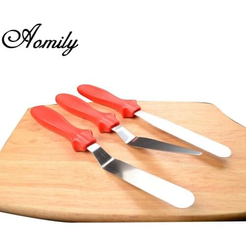 Aomily Durable 3pcs/set Blade Angled Espatula Spatula Cake Icing Spatula Smooth Filling Tool Cutter Set DIY Baking Pastry Tool