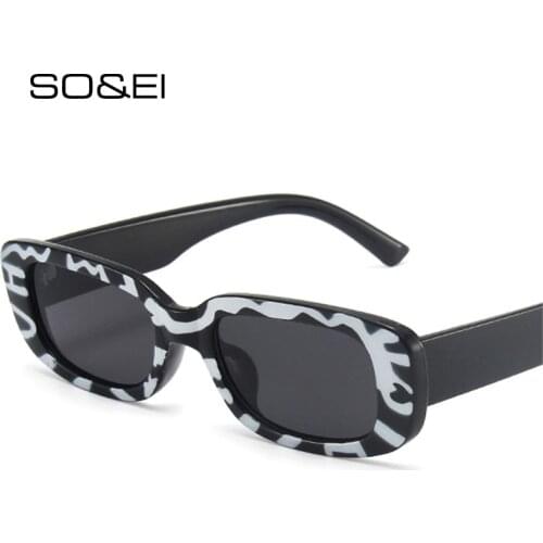 SO&EI Ins Popular Fashion Small Rectangle Sunglasses Women Vintage Trending Square Shades UV400 Men Outdoor Sun Glasses