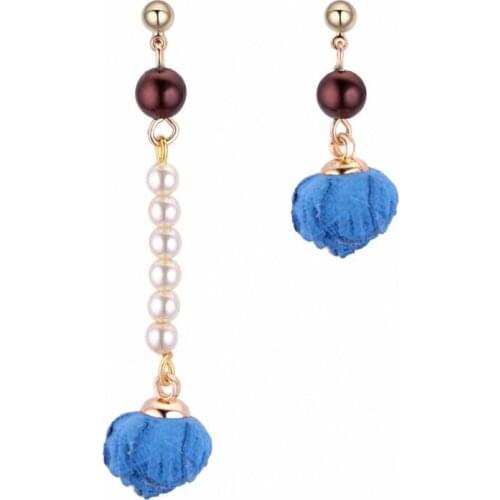 TONGKWOK Bohemia Exaggeration Dangle Earrings For Women Silk Thread Tassel Pearl rose Long Chandelier Earrings #131218