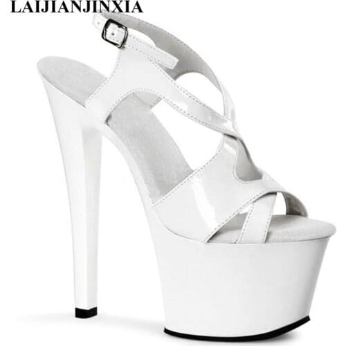 LAIJIANJINXIA Womens Shoes Sexy Pole Dancing Shoes 23 CM High Heels Shoes Black Thin Heels Sandals Model Cover Heel Shoes