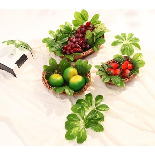 Water-Proof Artificial Tropical Green Plants Tree Leaves Table Mat Fruits Plate Home Garden Party Wedding Decoration Accessories