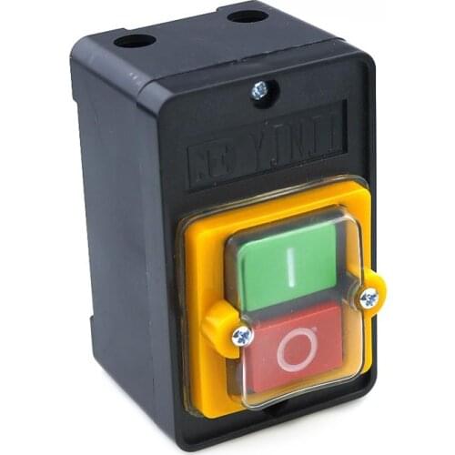 On Off Water Proof Push Button Switch 10A 250V 380V Waterproof PushButton for Cutting Machine Bench drill Switch Plastic Motor