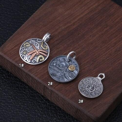 S925 silver jewelry Taiyin dragonfly raccoon, male and female personality small round brand six-character truth Pendant