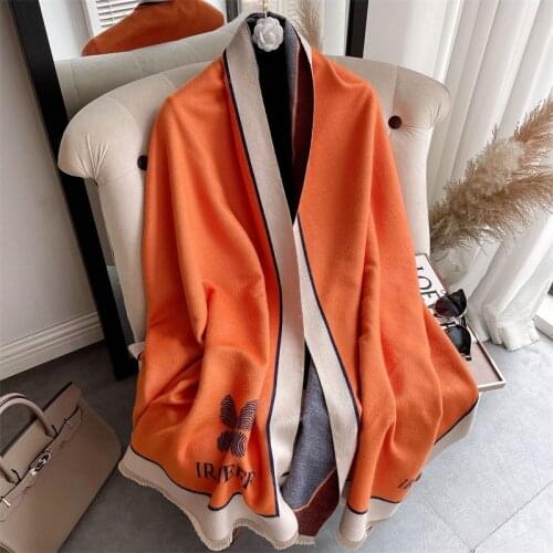 2021 Women Solid Cashmere Scarf Pashmina Shawls and Wraps Winter Warm Scarves Bufanda Echarpe Hijab Double-sided Long