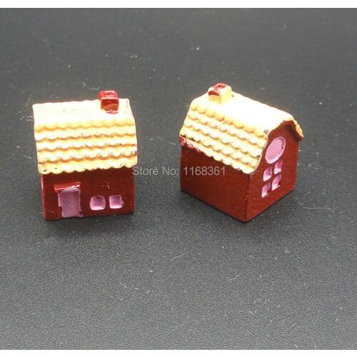 1pcs/lot Resin dark red snow room house 19mm Ornaments Micro landscape Ornaments Creative Home Gardening Decorations A005-10