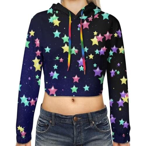 2021 Fashion Women Sweatershirts Rainbow Babysbreath Feme Long Sleeve Pullover Solid Crop Hoodies Sport Pullover Tops