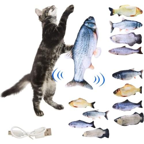 30CM Fish Cat Toy USB Electric Charging Simulation Dancing Jumping Moving Floppy Fish Cat Toy For Cats Toys Interactive