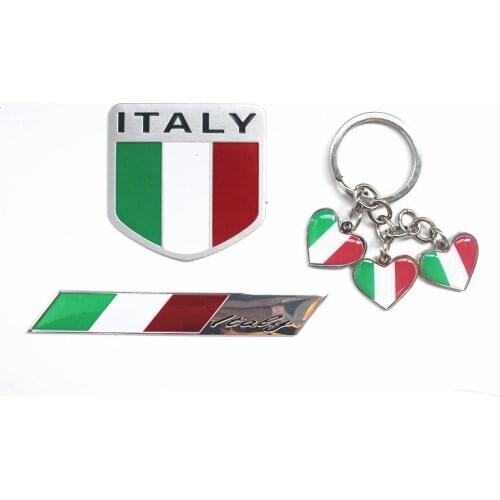 Auto Styling Car Tire Valve Stems Caps Italian Flag Logo Car Keychain for vespa with italian sticker