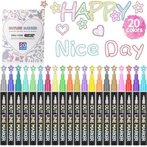 Glitter Outline Paint Marker Pens Double Line Pen Diy Album Scrapbooking Metal Marker Highlighter Drawing Painting Doodling