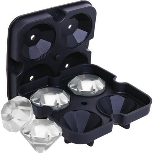 Large Black or Blue Silicone Ice Cube Molds Diamond Ice Cube Tray with Lid Silicone Ice Cube Moulds Maker