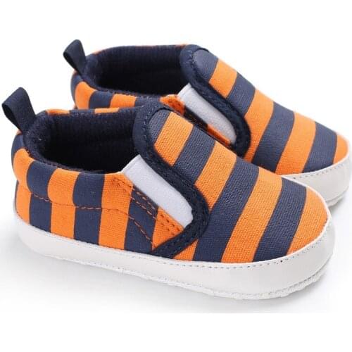 Baby Boys Shoes Toddler Infant First Walkers Canvas Striped Soft Soled Baby Shoes 0-18 Month