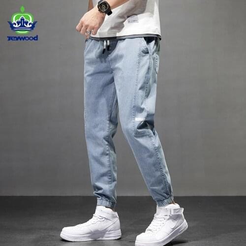 Spring Summer Mens Jeans Jogger Harem Pants Cotton Ankle Banded Pant Loose Harajuku Style Beam Feet Casual Trousers Hip Hop 4XL