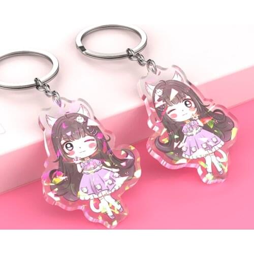 Vograce holographic charms clear acrylic custom printed transparent hologram keychain,make your own acrylic keychain with anime