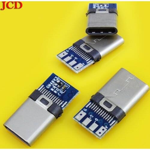 JCD 50PCS/ DIY 24pin USB 3.1 Type C USB-C Male Plug Connector SMT type with PC Board
