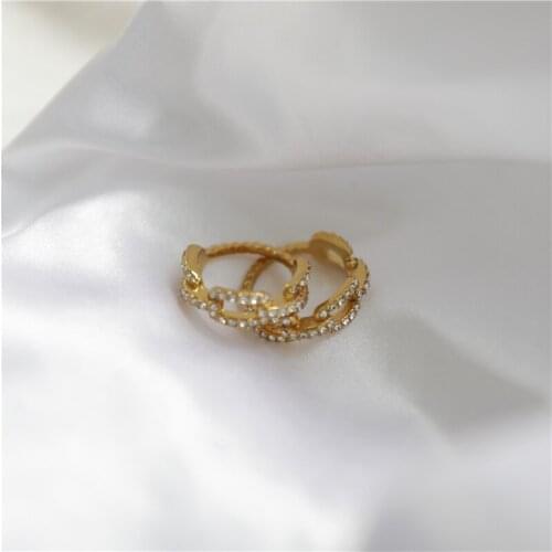 Joolim High End Gold PVD Waterproof Luxury Micro Pave Link Chain Rings Stainless Steel Rings for Women