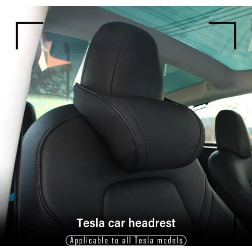 Memory Leather Pillow For Tesla Model 3 2021 Accessories For Tesla Pillow Neck waist Cushion Tesla Model three Y X S ALL Year