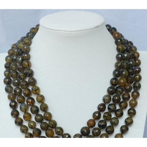 Beautiful 4 strands 10mm Fire Faceted Round necklace