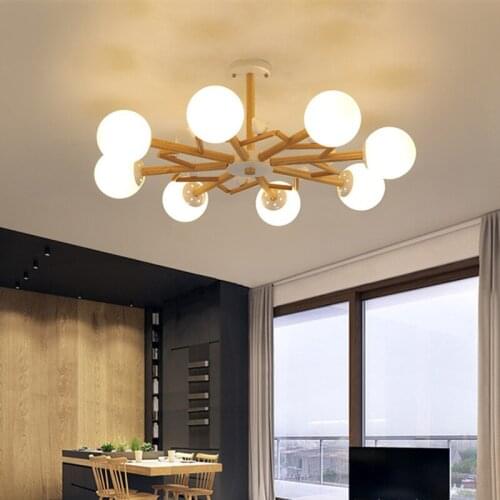 Nordic designer chandelier For Living room Bedroom Kitchen Glass Led wood light lamp deco minimalism birds chandelier