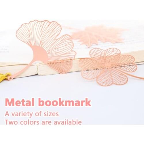 Metal Bookmark Tassel Chinese Style Hollow Apricot Marker Vintage Creative Maple Leaf Vein Pendant Retro Book Clip Gift Fringed