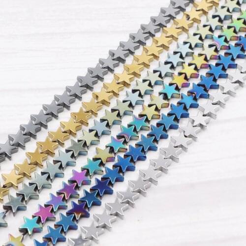 Multicolor Hematite Natural Stone Loose Beads Pentagram Star Spacers Jewelry Making DIY Bracelet Necklace Accessories 15" B283